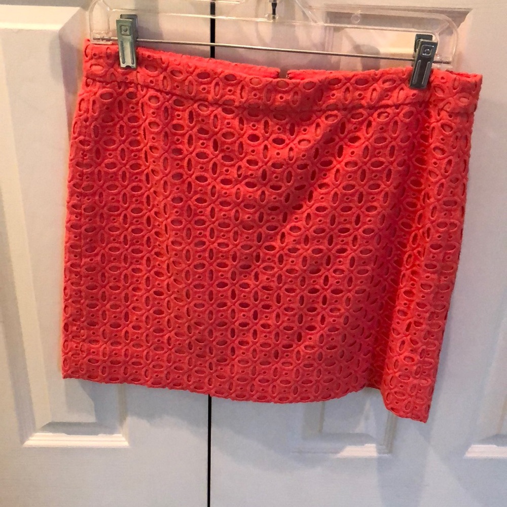 Salmon pink eyelet skirt